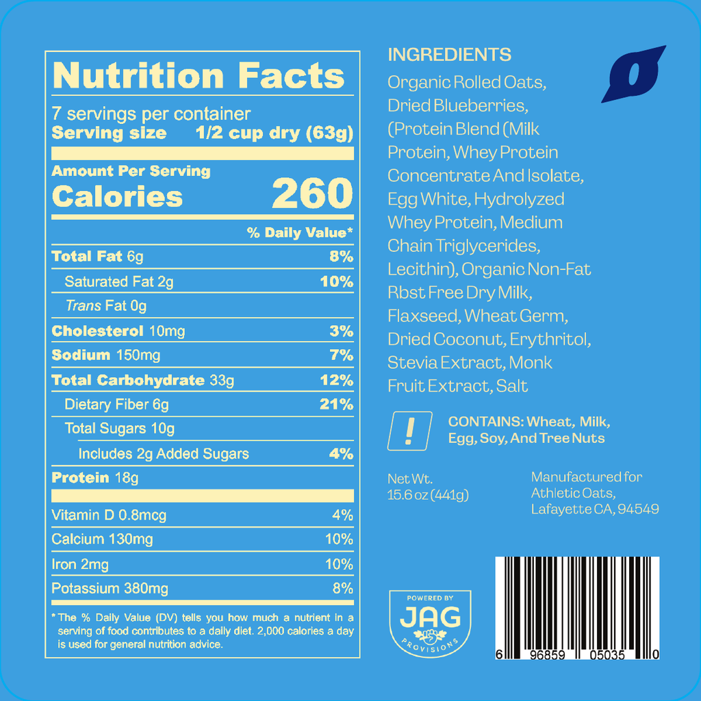 Protein Oatmeal Pouch - Blueberry Coconut, 7 Servings