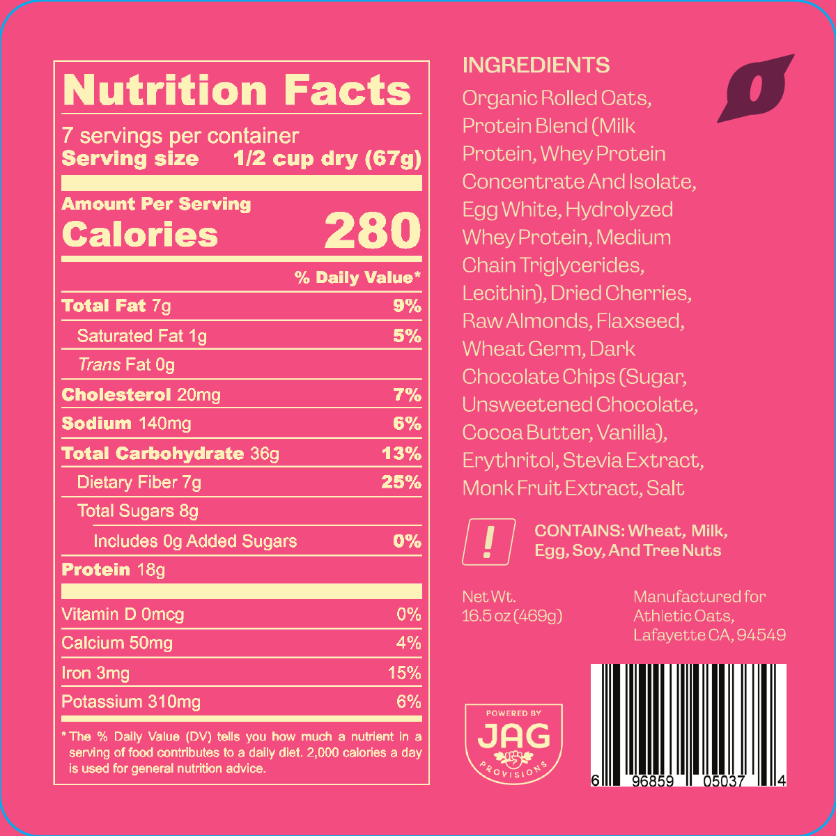 Protein Oatmeal Pouch - Cherry Chocolate Almond, 7 Servings